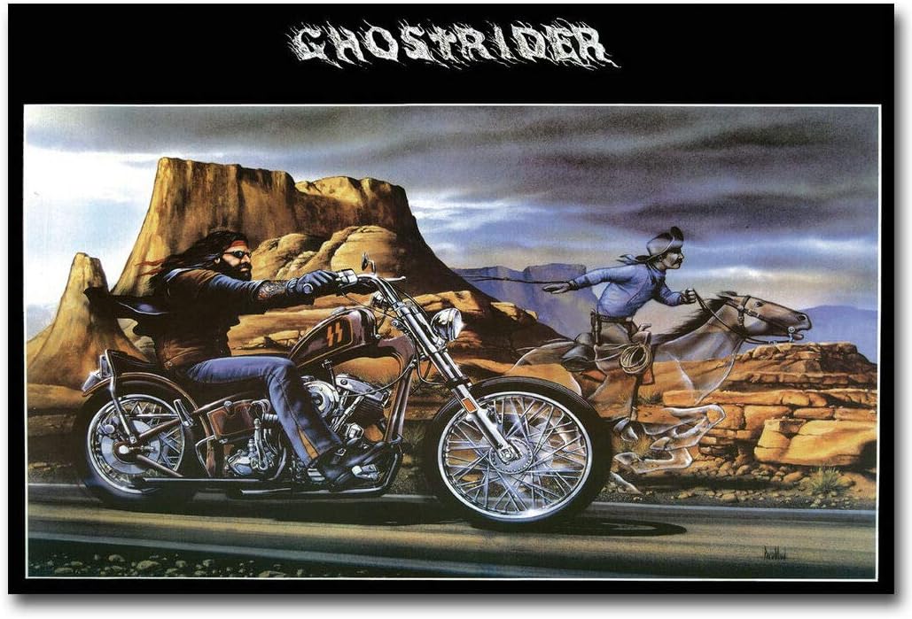 Amazon Com Ghost Rider David Mann Motorcycle Art Silk Poster Wall Art Home Decor Gifts For Lovers Painting Posters Prints