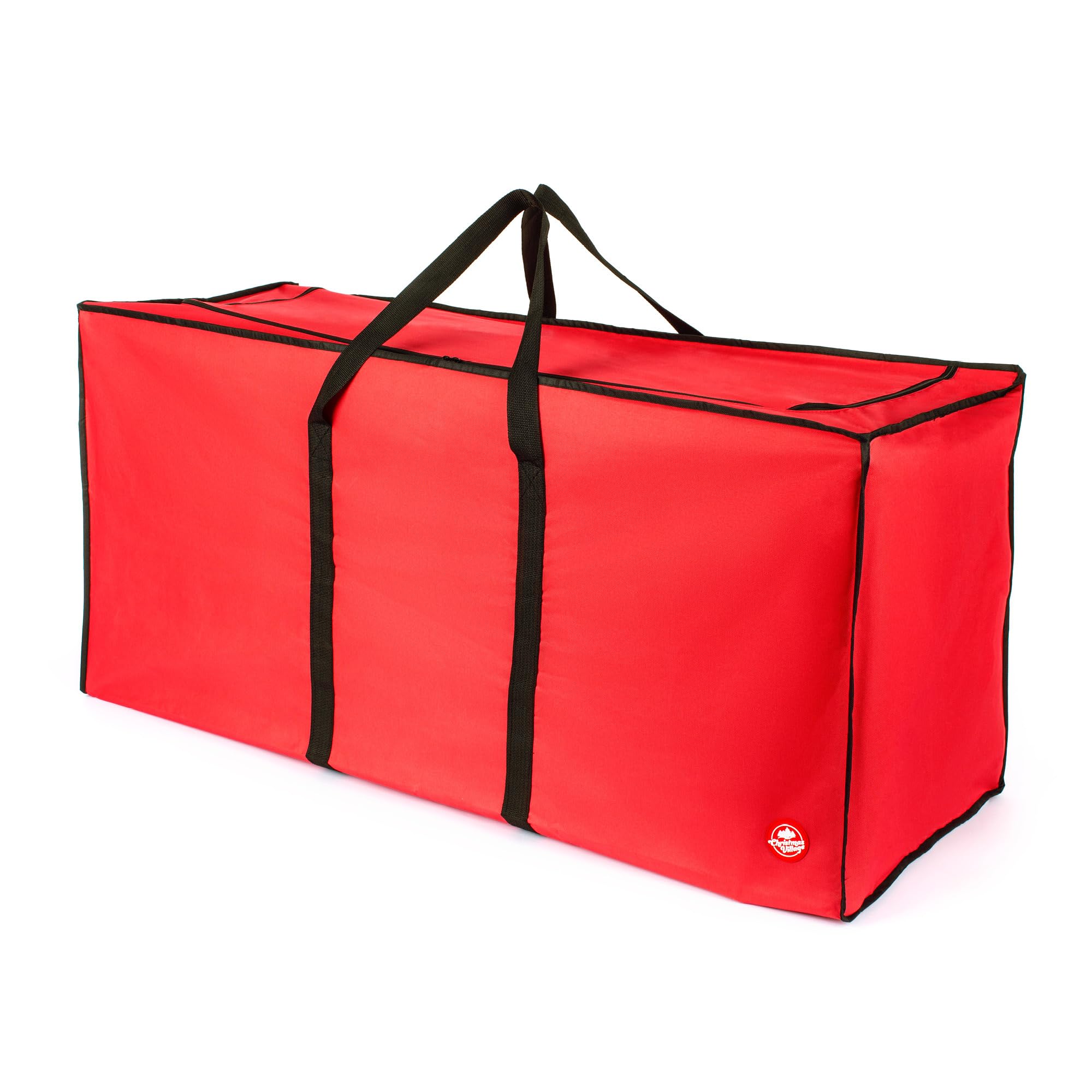 Christmas Village Red - 7Ft Tree Storage Bag 7Ft Christmas Tree Storage Bag - Heavy Duty Christmas Tree Bag With Full Length Double Stitched Zip And Carry Handles (Red, 7Ft Xmas Tree Storage Bag)