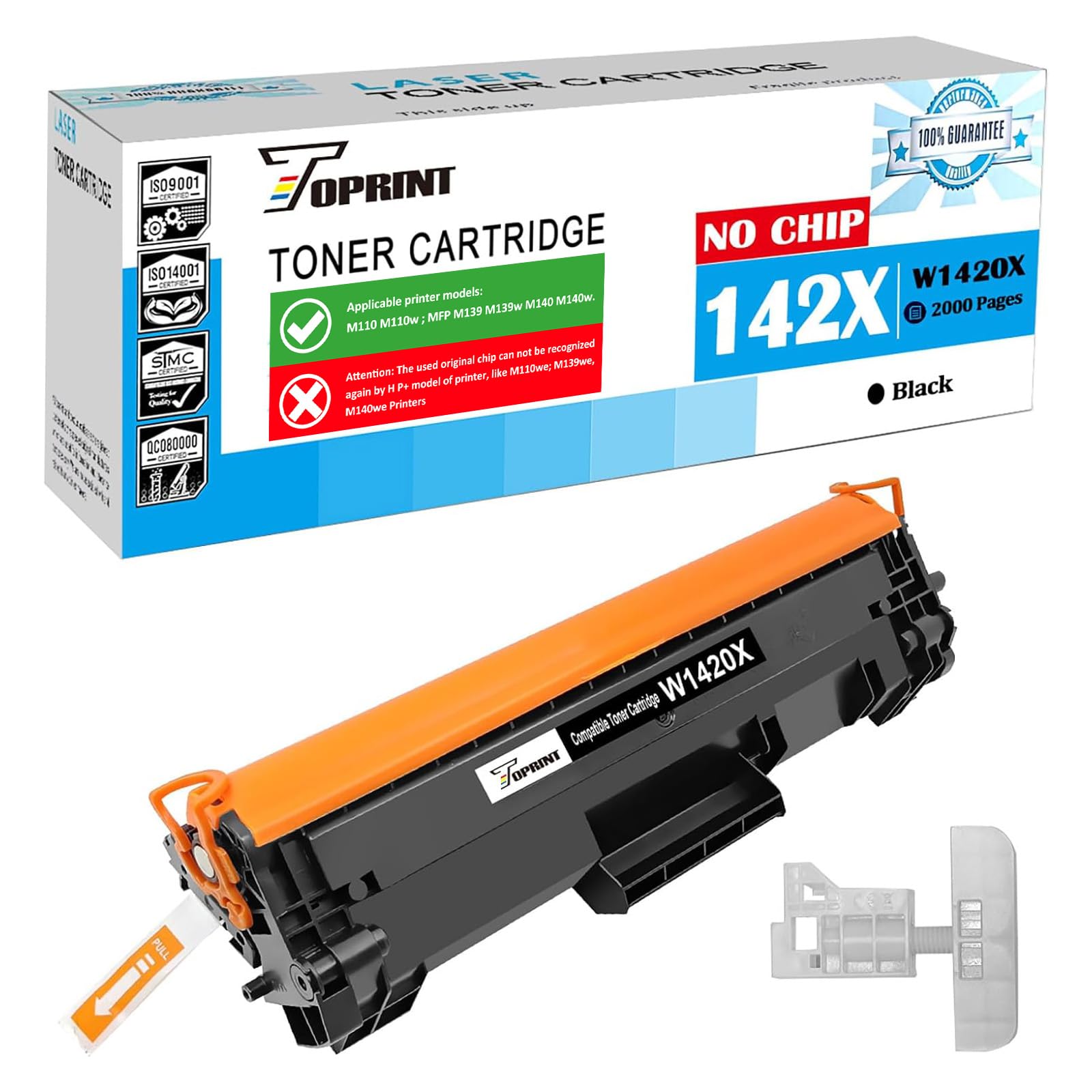 TOPRINT[SIN Chip, con Herraienta Cartucho de Tóner Copatible 142X W1420X ( W1420A, 142A ) 2