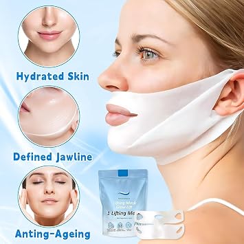 5Pcs Chinology Double Chin Lifting Mask, Double Chin Reducer, Collagen Face Mask, V Line Double Chin Reducer Face Belt Chin Strap, Tightening Skin Preventing Sagging