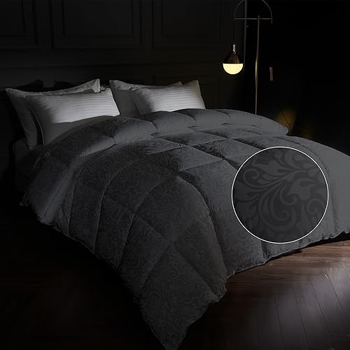 puredown Edredón de plumón de ganso, tamaño Queen, edredón de plumas negras, edredón de cama de hotel, funda de 100% algodón, para todas las