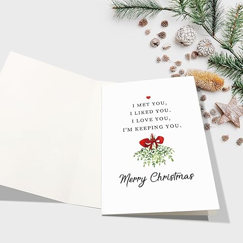 Miniatura 3 de Tarjeta de Navidad romántica para él y ella, tarjeta de Navidad con texto en inglés "I Love You", tarjeta de Navidad para marido, esposa, novio,