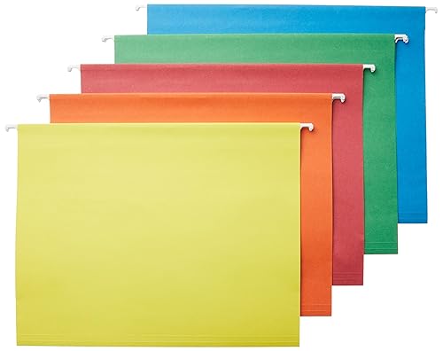 Amazon Basics Hanging File Folders with Adjustable Tabs, Sturdy Expandable