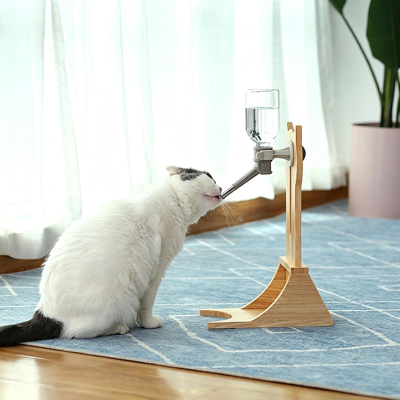 Hamster Trinkflasche mit Ständer Höhenverstellbar, aus Holz gefertigt,