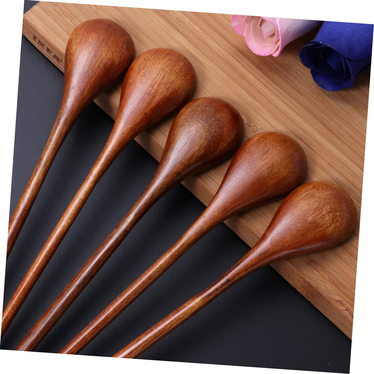 Cabilock 15 Piezas Cuchara De Madera De Cocina De Madera Para Comer Cuchara De Miel De Madera De Cocina De Cafe Manejar Comiendo Café Mango Largo