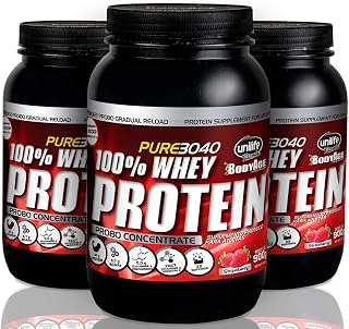 kit 3 Whey 100% Protein Pro80 Concentrate 900g Sabor Morango - Unilife (morango)
