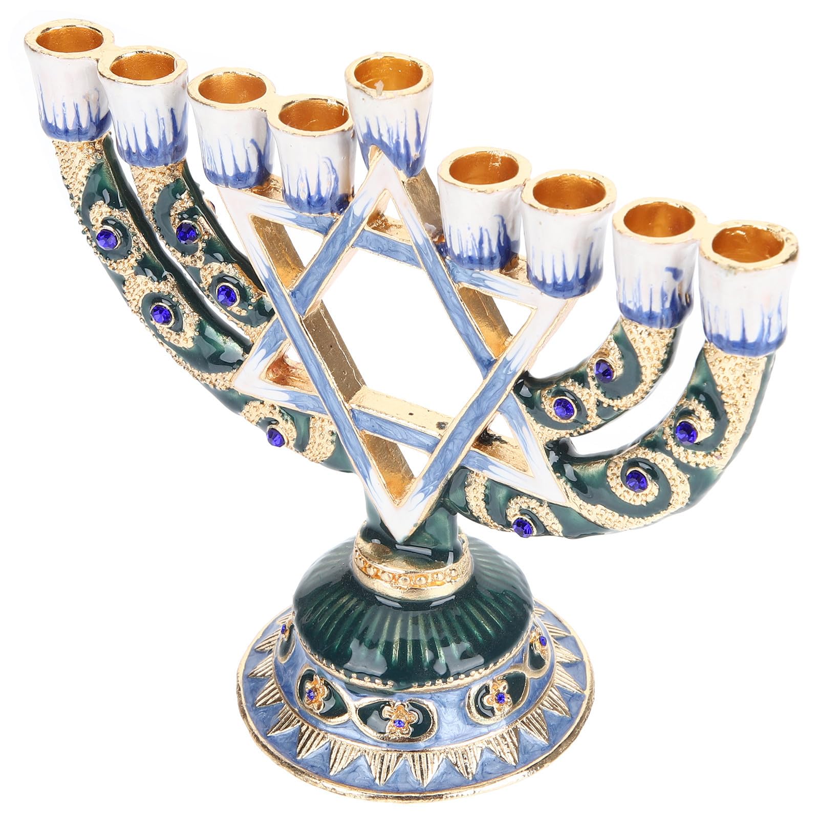 Candeliere Ebraico di Hanukkah a 9 Rami in Lega Retrò Decorativo per Decorazione da Tavolo Posizionamento Stabile per Banqueting e Ambienti Domestici