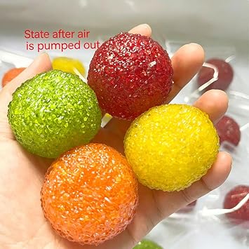 Crunchy Squishy Stress Ball for Kids & Adult,Extured Memory Gel Soft Fidget Toys,Squishes Toys Bulk for Party Favors,Desk Toy and Prize (Red,2pc)