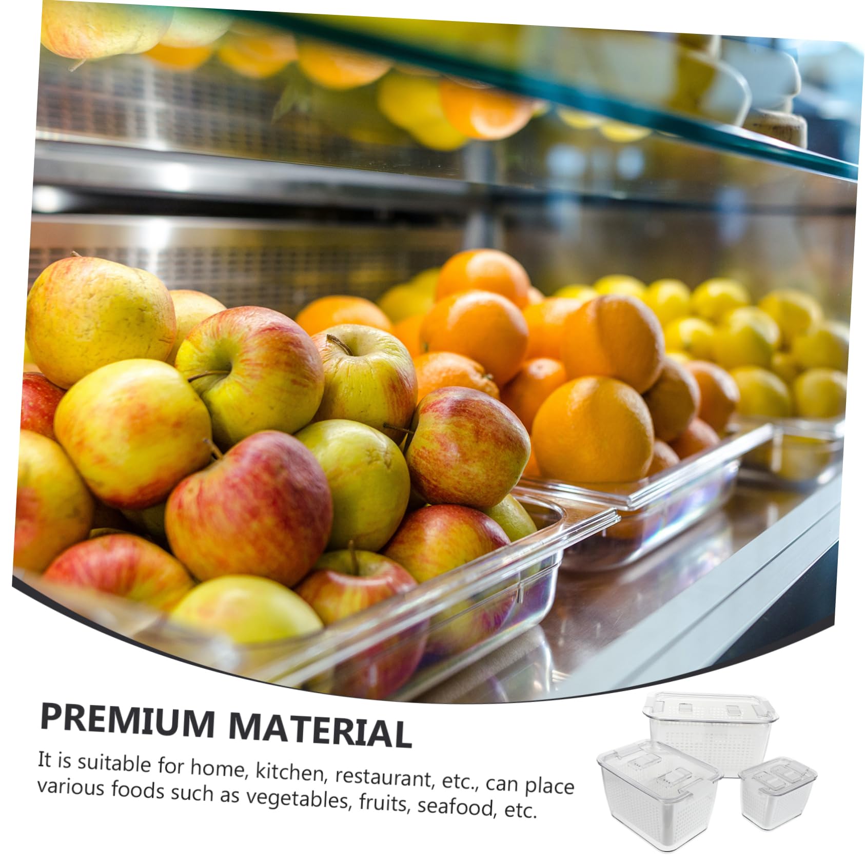 LIFKOME 1set Scatole Per Frutta e Verdura Con Drenaggio Contenitori Per Frigo Con Chiusura Ermetica Per Conservazione Materiale Sicuro e Vari Formati Per Uso Casalingo