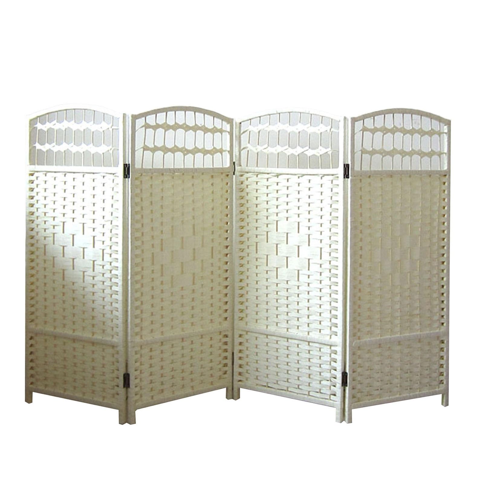 Cloison de séparation extensible 49,6 à 120 cm en rotin tressé à 4 volets