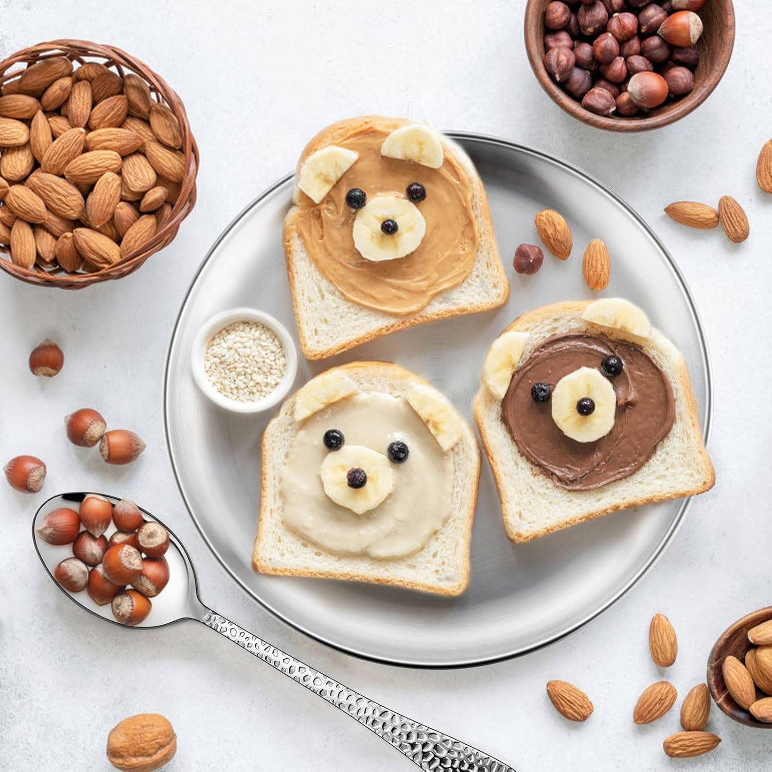 HaWare 10-Piece 18/8 Stainless Steel Plates, Metal 304 Dinner Dishes for Kids Toddlers Children, 10 Inches Feeding Serving Camping Plates, Reusable and Dishwasher Safe