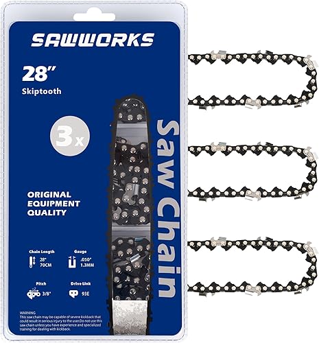 Miniatura 56 de Paquete de 3 cadenas de motosierra de 18 pulgadas, paso LP de 3/8 pulgadas, calibre 050 pulgadas, 62 eslabones para EGO CS1800, CS1804, Poulan Pro