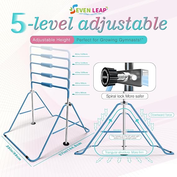 Expandable Bar for Junior Gymnasts - Adjustable and Folding Design,Expandable Horizontal Bars Durable and Sturdy Bars