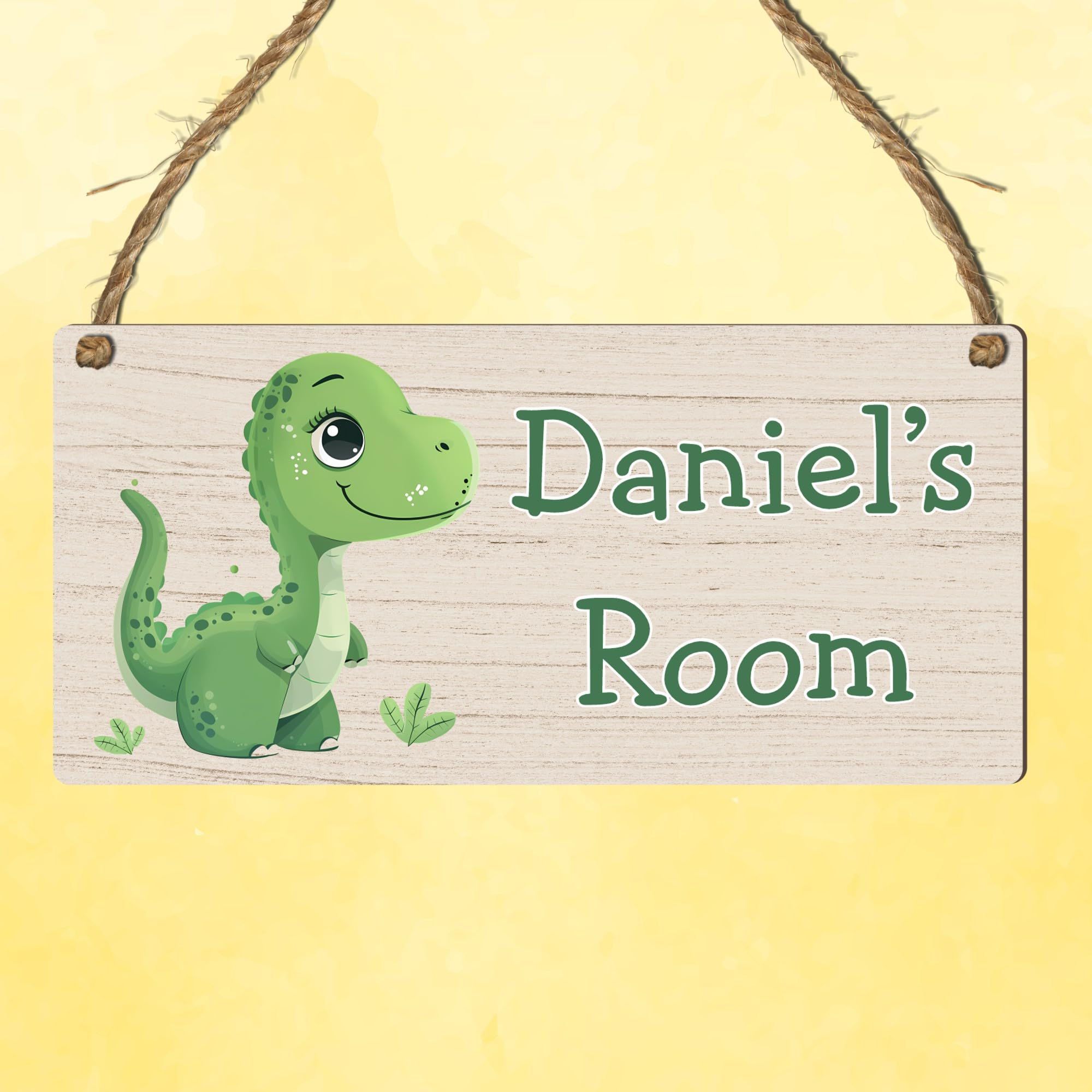 Personalised Cute Dinosaur Plaque Rectangle Sign for Kids Bedroom Decor MDF Wood Birthday Christmas Thoughtful Keepsake Present - Image 3