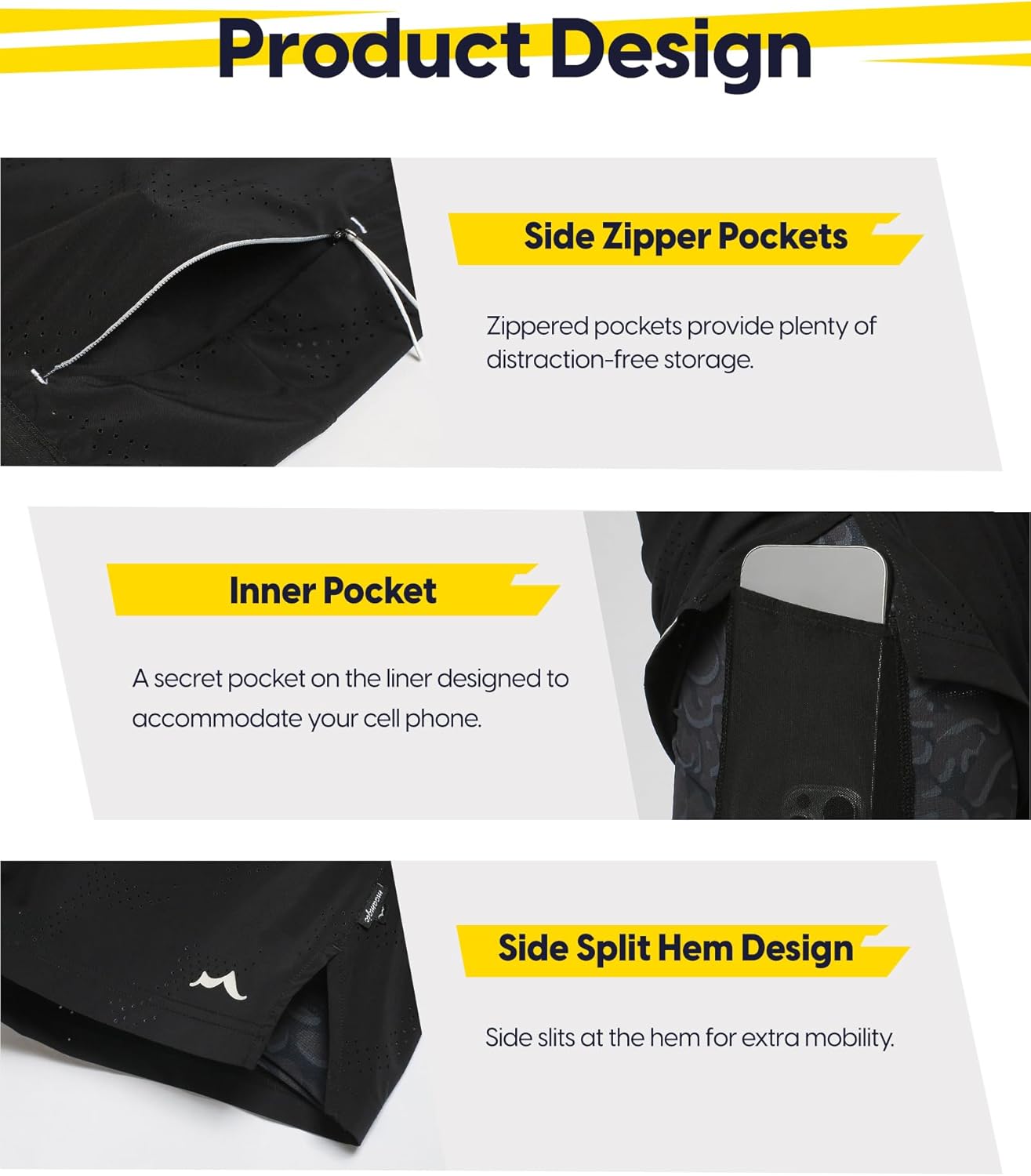 maamgic Mens 2 in 1 Running Shorts 5" Gym Workout Shorts with Zipper Pockets - Image 6