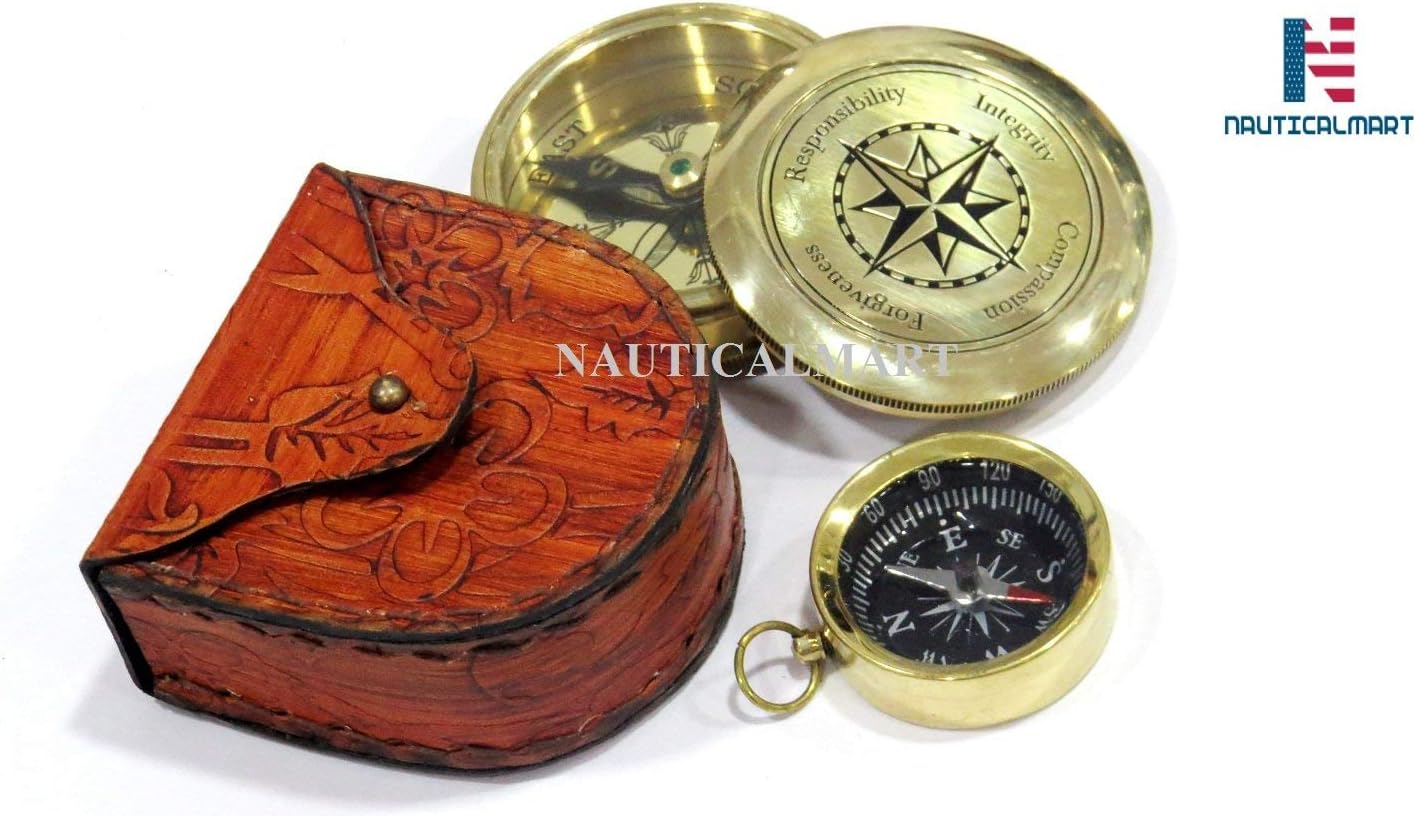 Brass Compass with Mini Pocket Compass Combo Gift