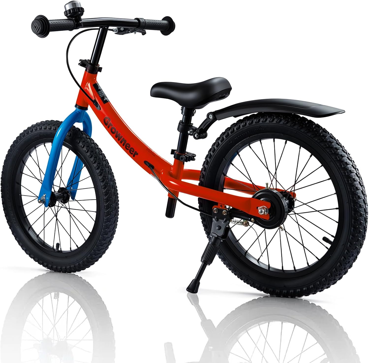 GROWNEER 16" Kids Balance Bike for 4-8 Year Old Boys Girls, Lightweight High Carbon Steel Frame Bicycle, Adjustable Padded Seat & Handlebars, Rear Brake, All-Terrain, Blue&Red