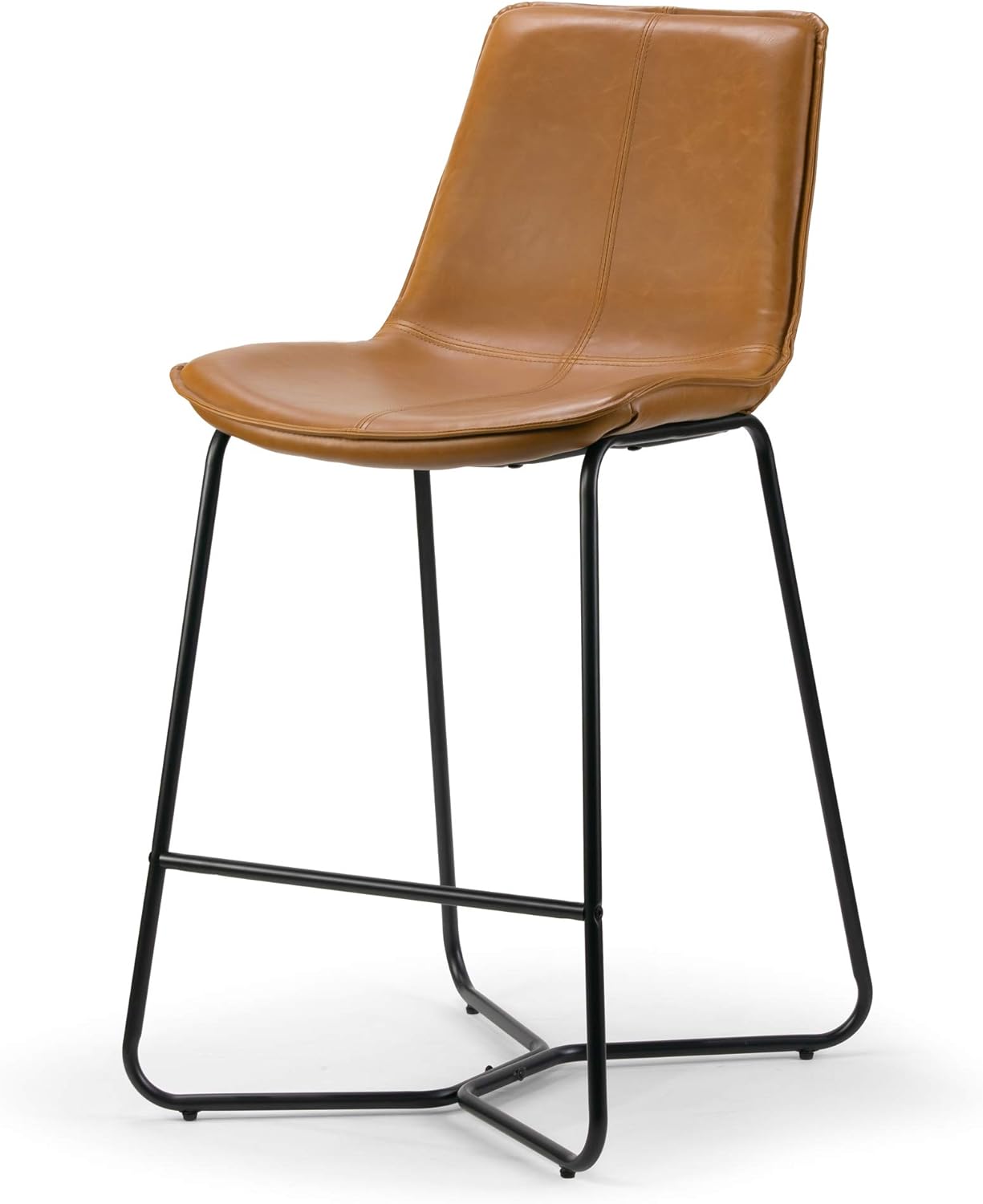 Glamour Home Set of 2 Amery Iron Frame Vintage Cappuccino Faux Leather Counter Stool