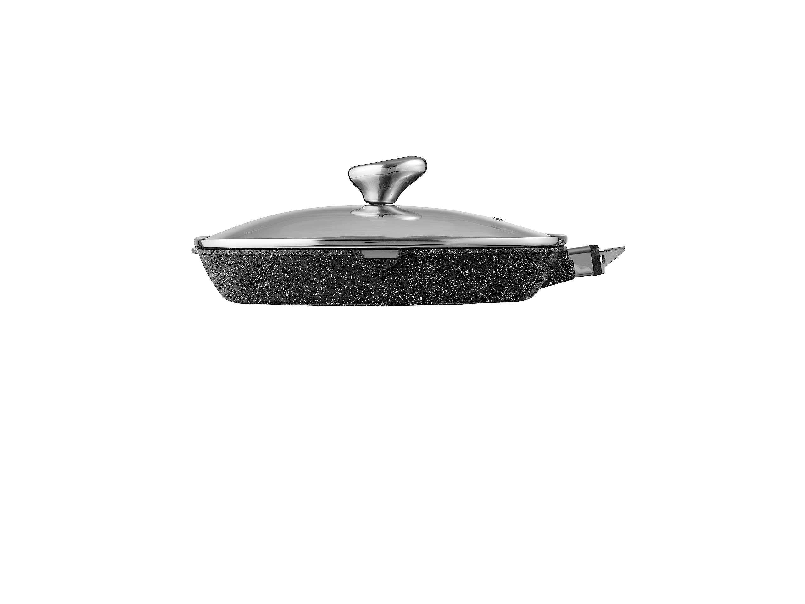 Pradel Excellence 52383M Padella Grill Tipo Pietra con Coperchio in Vetro 28 x 28 cm