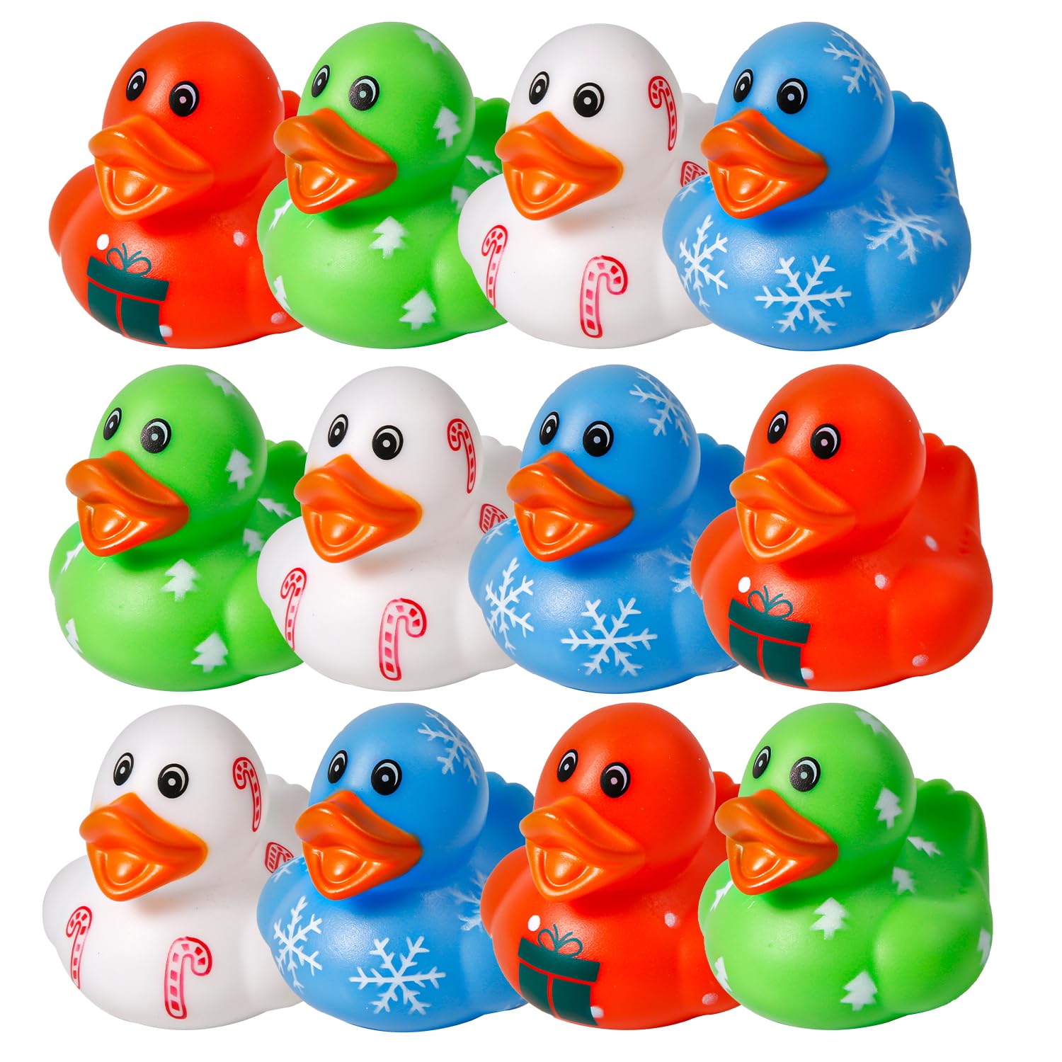 12pcs Christmas Rubber Ducks, Assorted Rubber Ducks Xmas Duck Bath Ducky Toy Floating Bathtub Toys for Kids Baby Shower Christmas Party Festival Gift