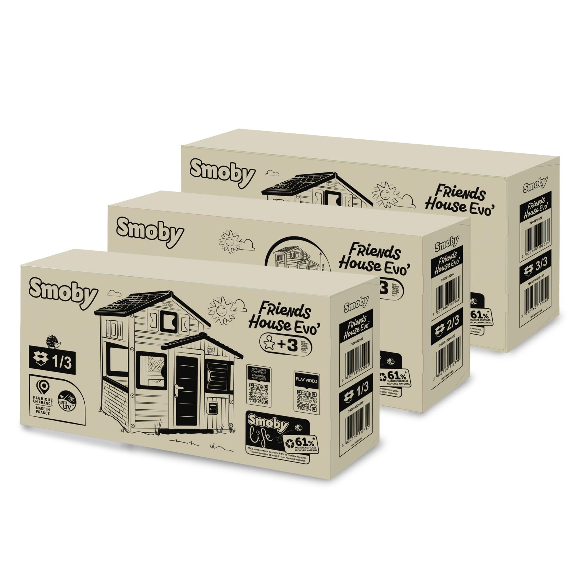 Smoby Life Casetta da giardino Amica Evo 114x162x175 cm plastica riciclata resistente intemperie