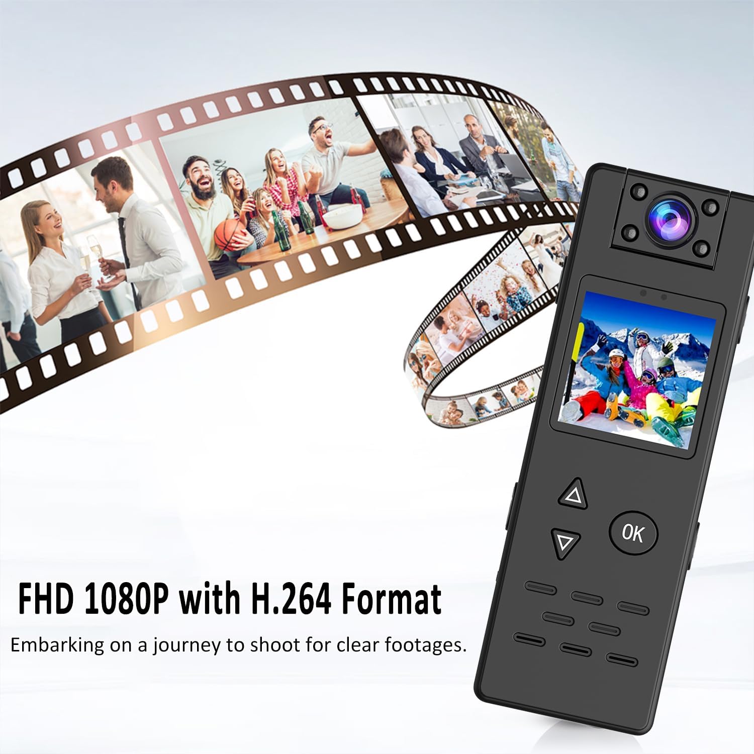 Mini Body Camera, Portable 1080P Body Cam with 180° Rotatable Lens, Night Vision, 1.4” Screen Wearable Personal Camcorder Sport Action Video Camera for Outdoors Sports Police Cycling (32GB Card) image 2 of 7 B0DK7N26GX