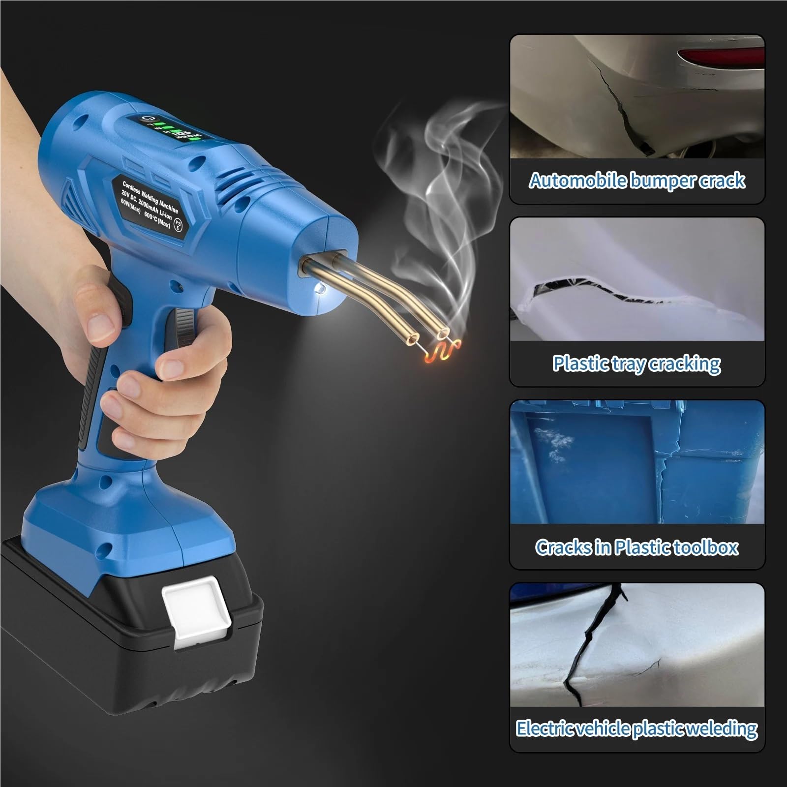 Soldadores Soldador de plástico inalámbrico, kit de máquina de soldar portátil, soldador para reparación de grietas en paneles de automóviles.