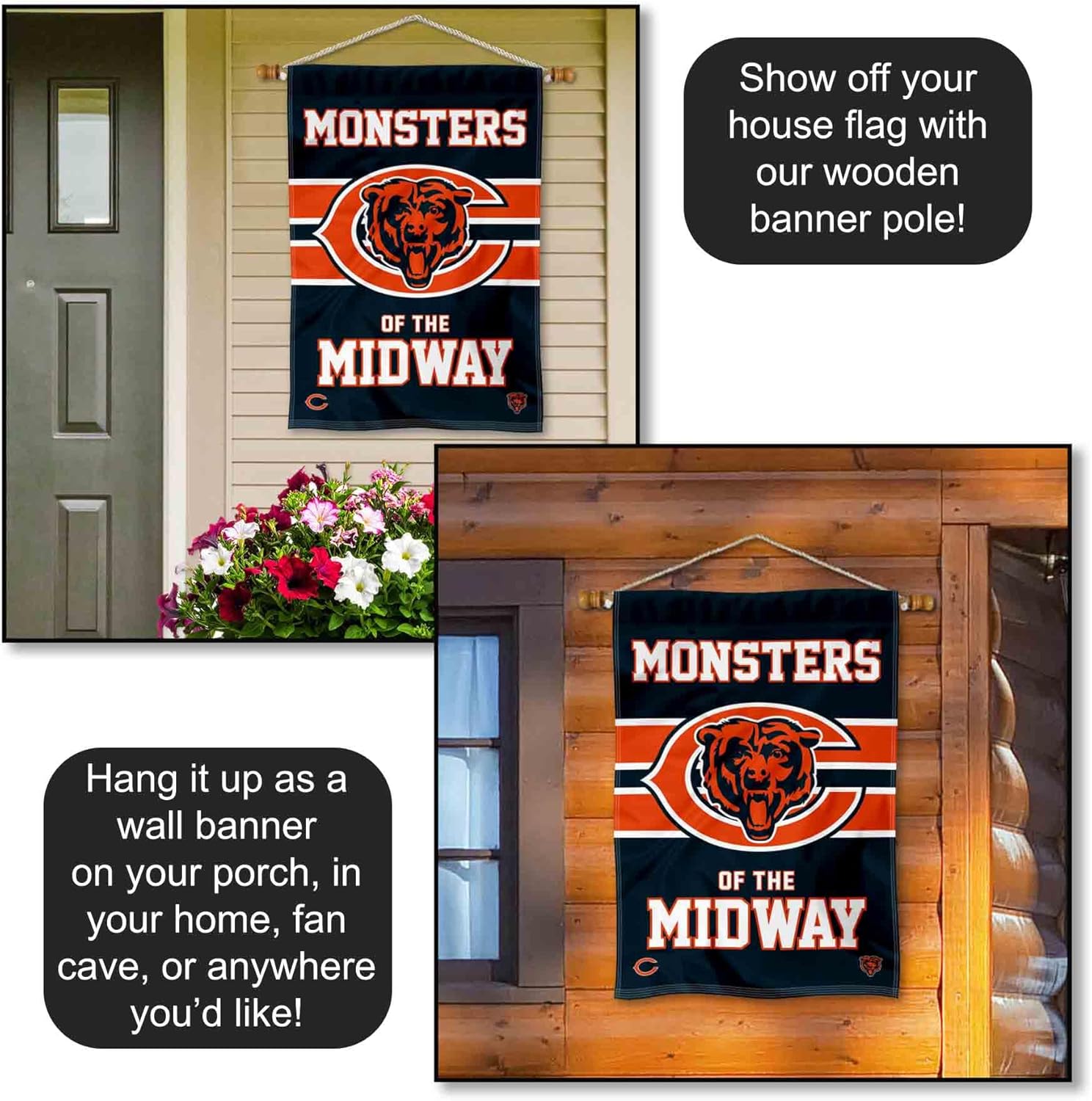 Chicago Bears Monsters of the Midway Double Sided Banner Flag - Image 5