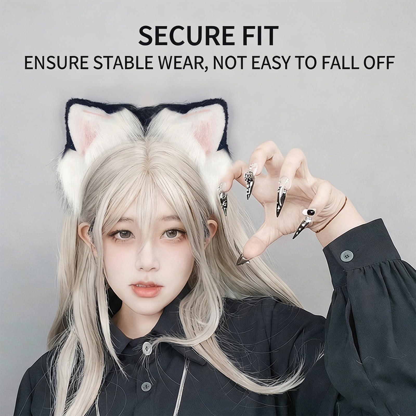 Diadema recargable con detección de movimiento 3D ajustable para cosplay y juego interactivo, diadema eléctrica con orejas móviles