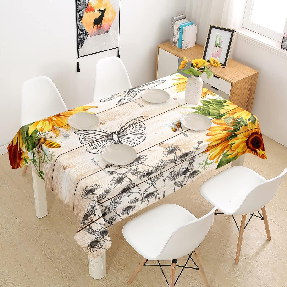 Peacock Print Tablecloth Home Decor Flowers Garden Table Cloth Indoor Outdoor Tablecloth for Spring/Summer/Party/Picnic(55 Round)