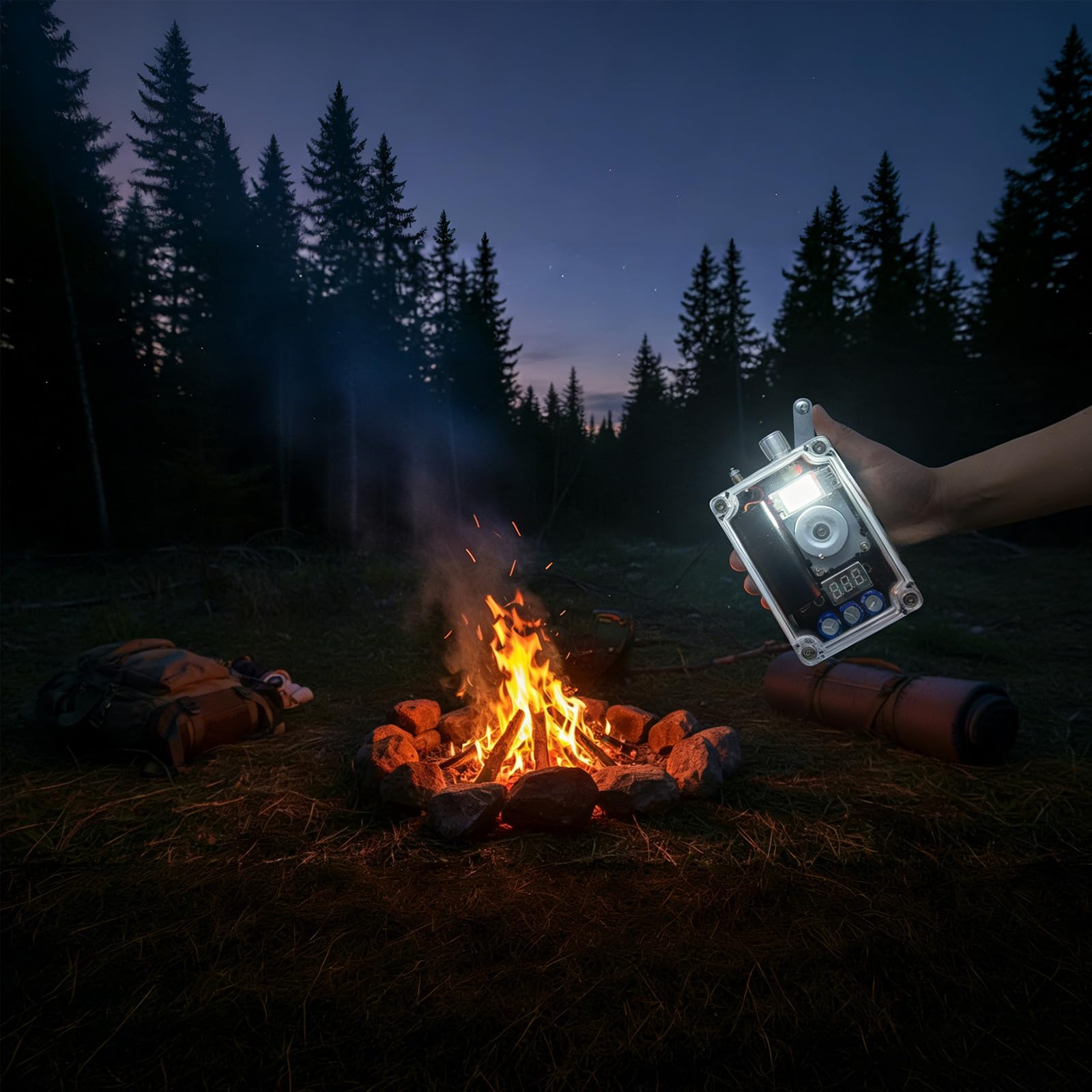 Gikfun Generatore a manovella, caricatore USB portatile di emergenza con luce COB e accendino, luce di sopravvivenza compatta per campeggio, escursionismo, blackout e preparazione alle emergenze
