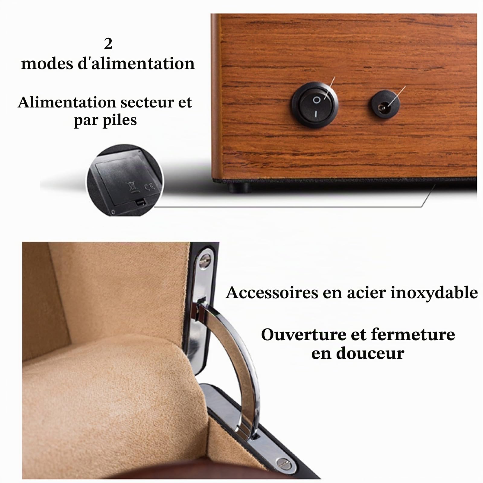 Remontoir Montre Automatique,Boite Montre Automatique,Remontoir à Montre Ecrins,Remontoir De Montre Automatique en Bois,BoîTe De Remontoir De Montre pour 1 Montres,Silencieuse
