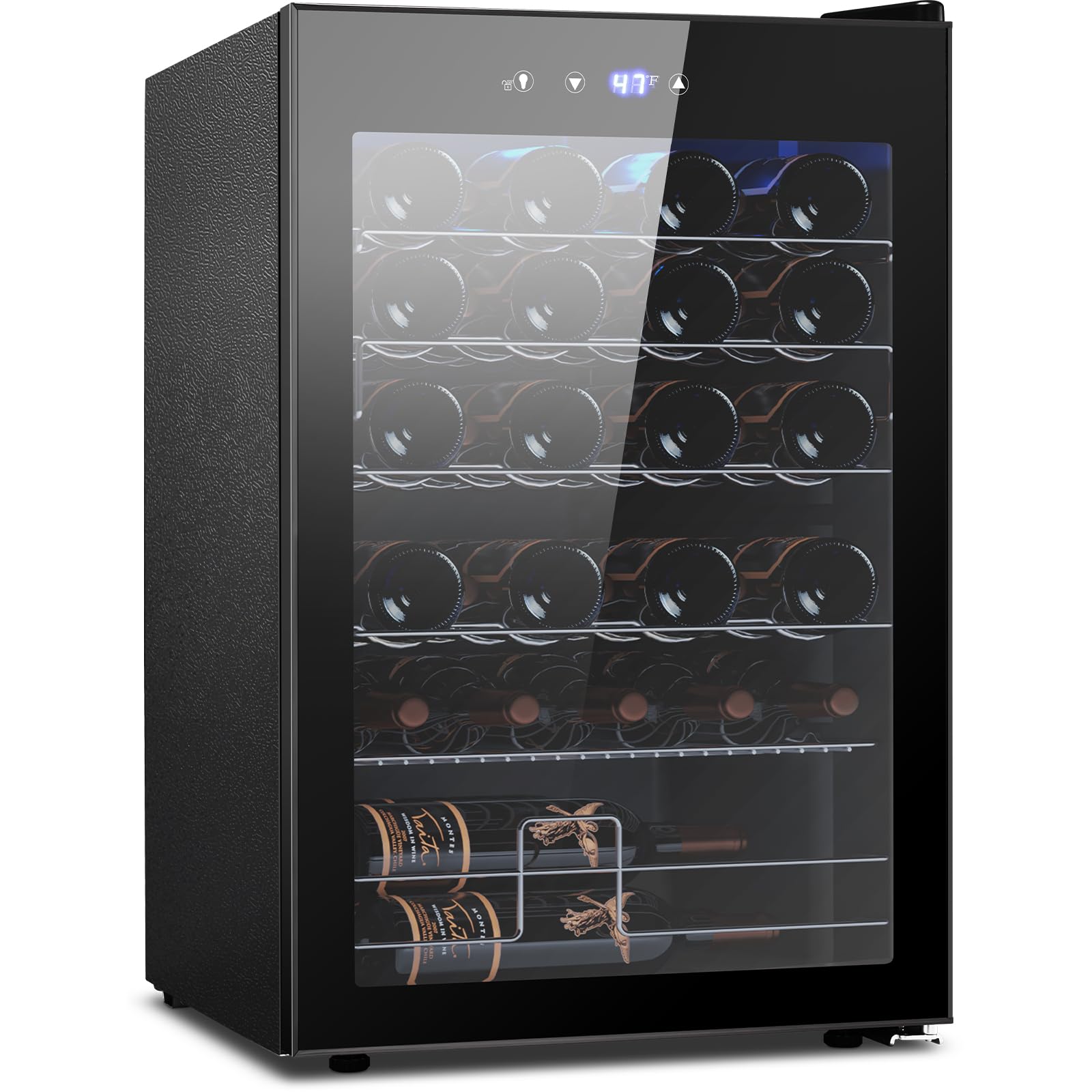 Electactic Wine Cooler Refrigerator 4.4Cu.ft, 37 Bottle Freestanding Cabinet Wine Cellars, Wine Fridge with Glass Door for Home Use, Protecting Your Reds and Whites