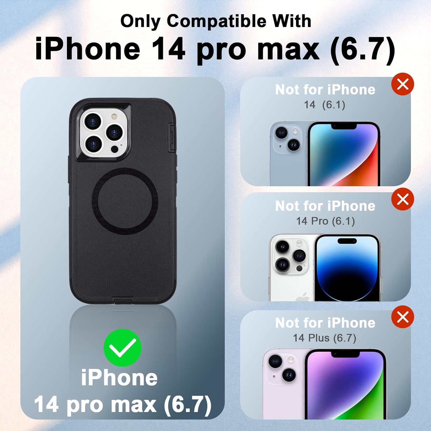 Defender for iPhone 14 Pro Max Case with Belt Clip Holster, [Compatible with MagSafe] Heavy Duty Rugged Shockproof Anti-Drop Full Body Protective Case for iPhone 14 Pro Max, 6.7 Inch (Black) - Image 5