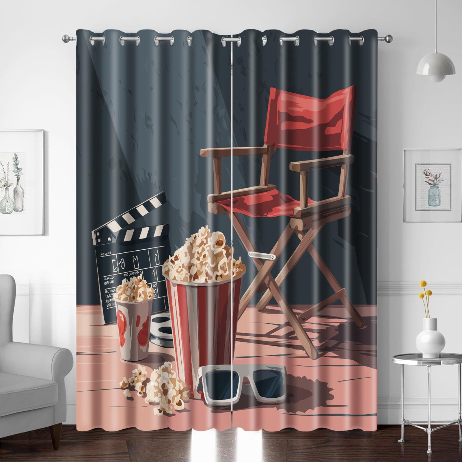 Rideau occultant abstrait pop-corn lot de 2 œillets 183x214 cm pour le salon