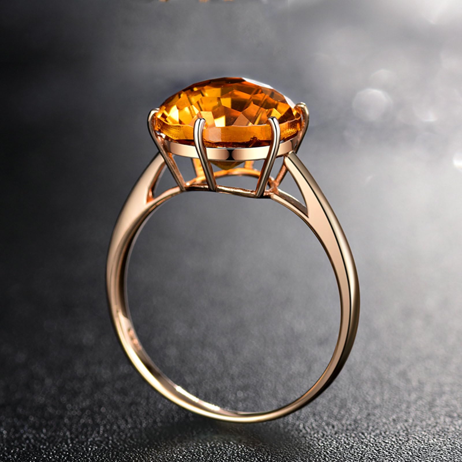 Anillos de oro rosa de 18 quilates y 14 quilates y 9 quilates para mujer, anillo de boda solitario I-U con vitrino de 1,2 quilates