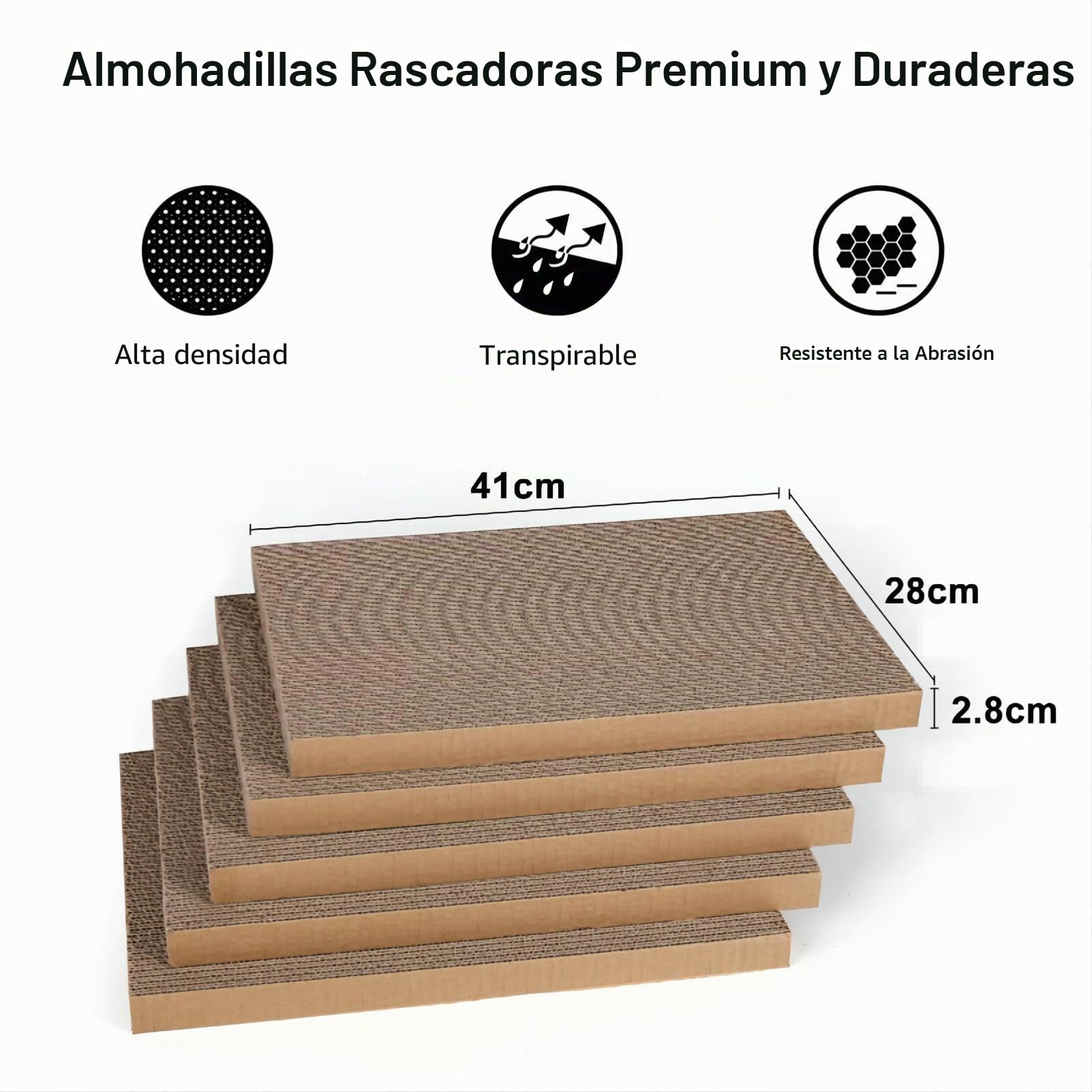 FUKUMARU Gato rascador de cartón 5 Piezas con Caja, Reversible, Cat Scratch Pad, Kitty Ondulado rascador Cama