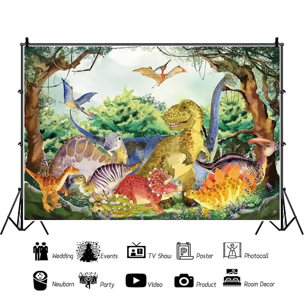 Toile De Fond Dinosaure 1.5x1m - Thème Forêt Préhistorique - Pour Anniversaire Enfant, Baby Shower & Photo