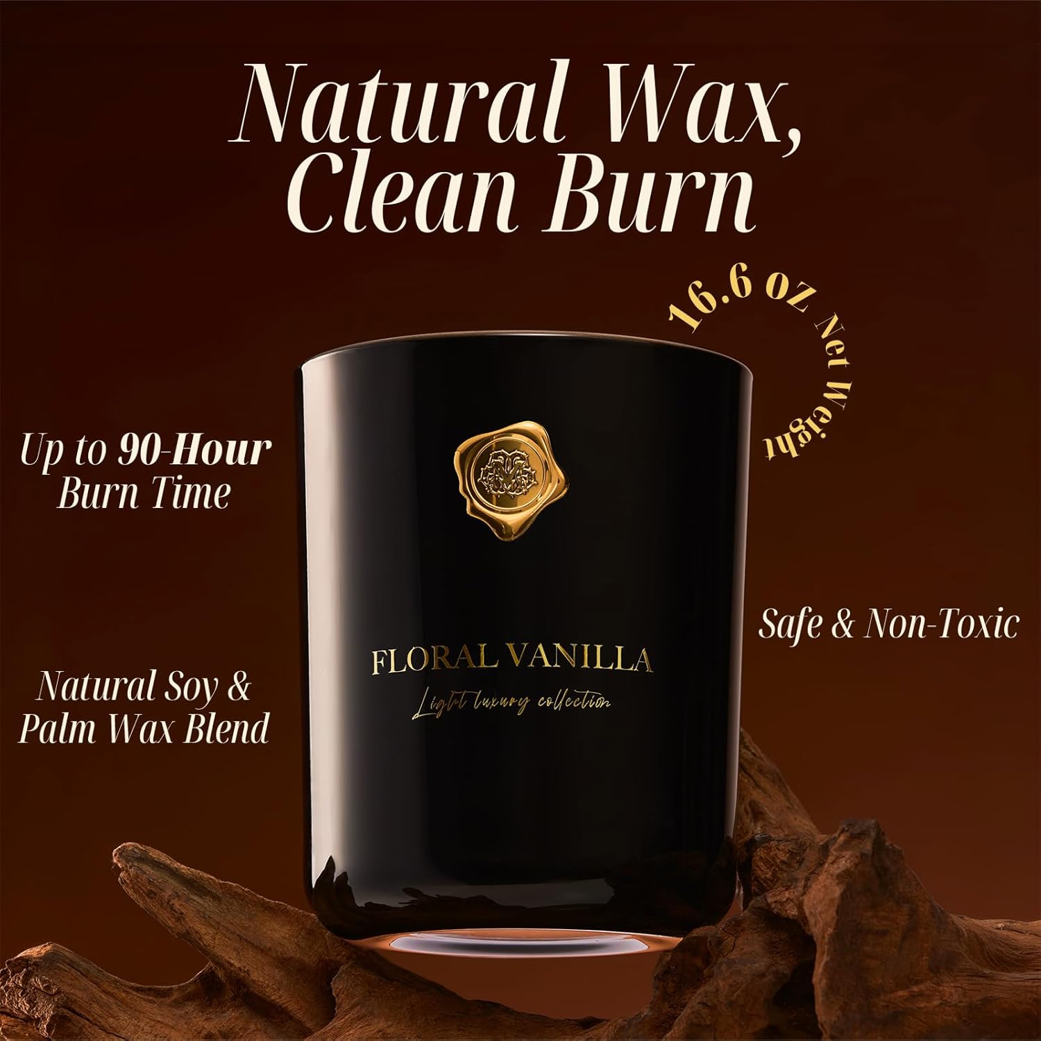 M&SENSE Floral & Vanilla Scented Candle | 90-Hour Burn, 470g (16.6 oz) | Long-Lasting for Mood Healing and Gifting | Natural Non-Toxic Soy Wax | for Bathroom, Kitchen, Office