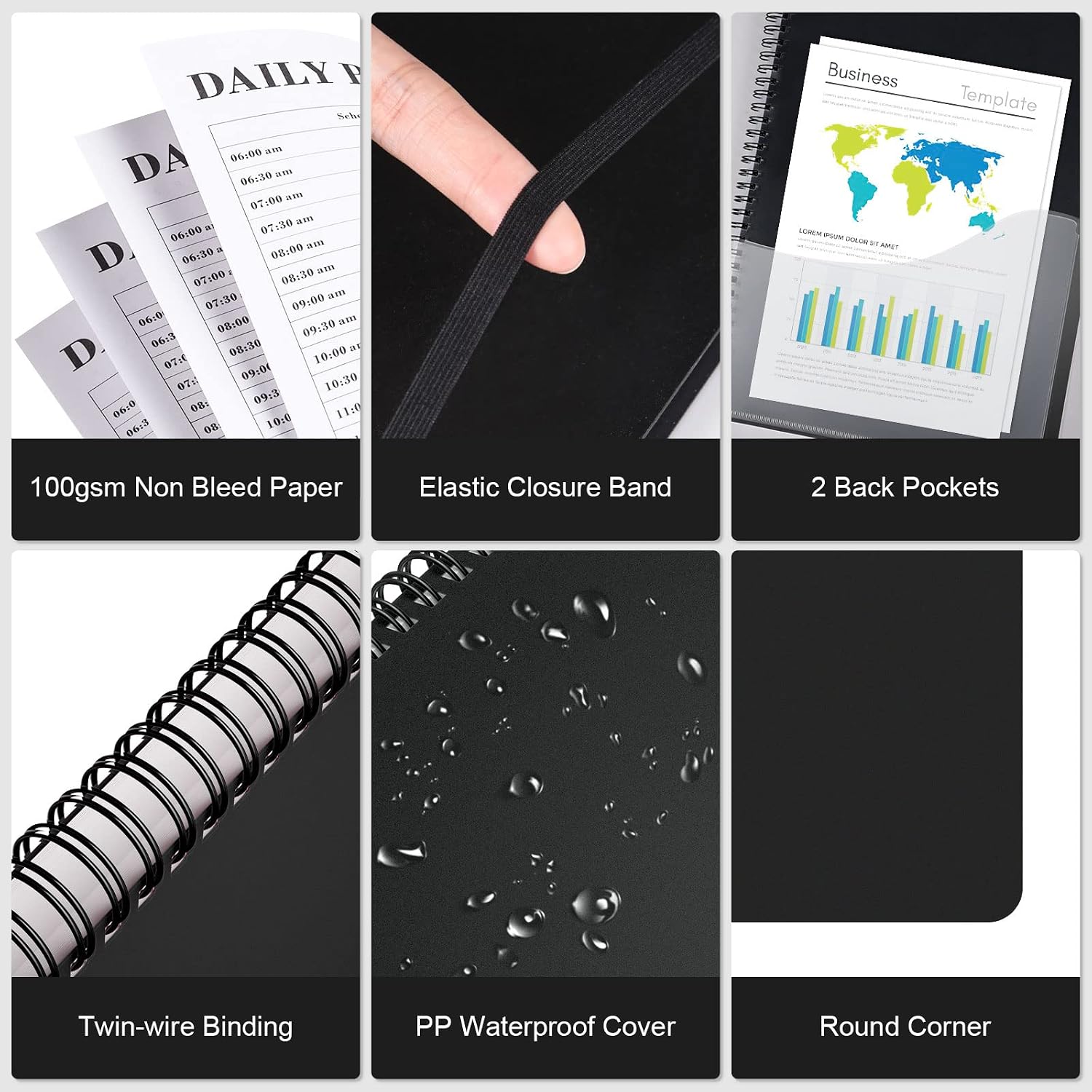 Planner Undated Daily Planner: To Do List Notebook Day Planner (A4, Black) image 5