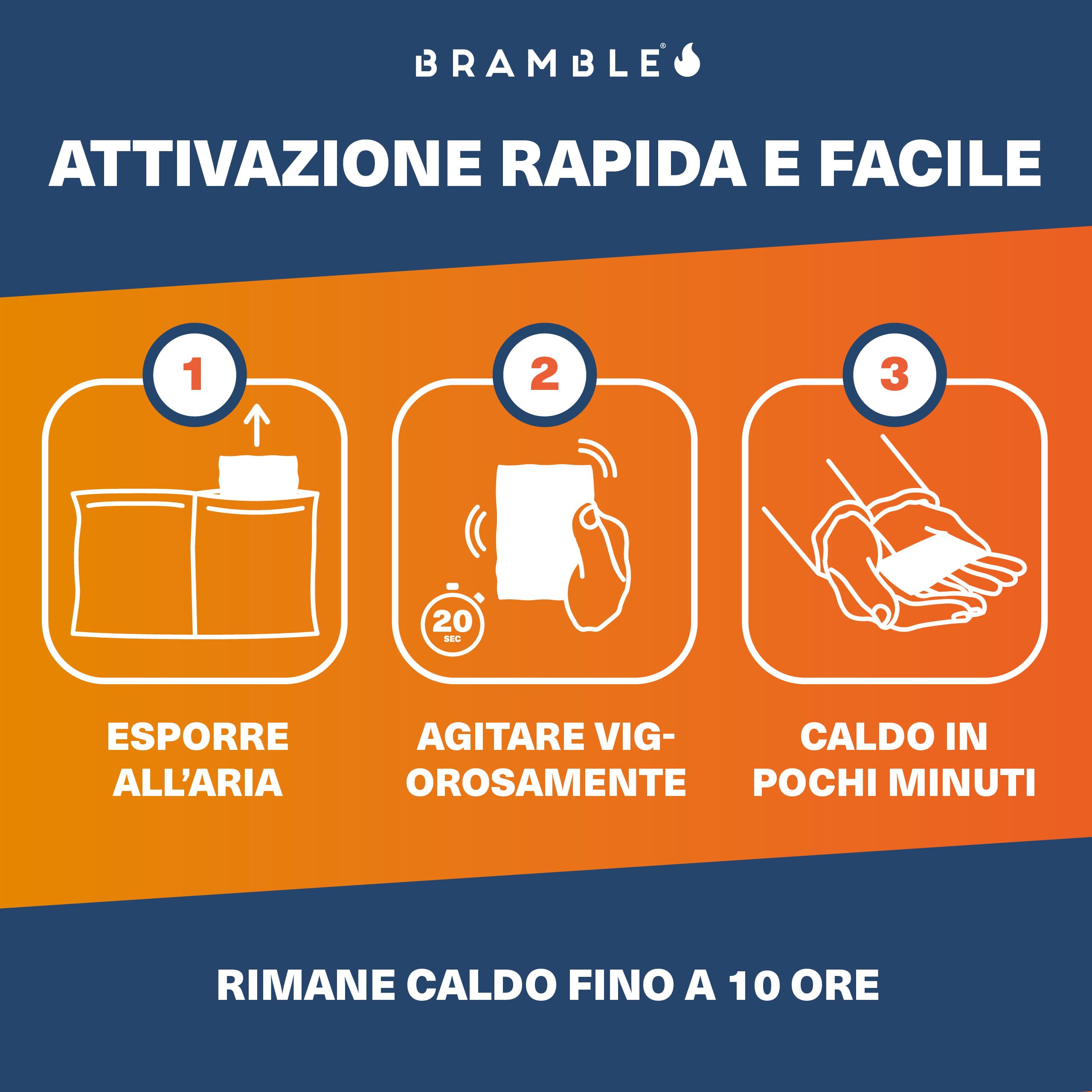 Bramble – Scaldamani – Scaldamani Tascabili Attivati dall’Aria per Attività all’Aperto – Riscaldano in Pochi Minuti – Fino a 10 Ore di Calore