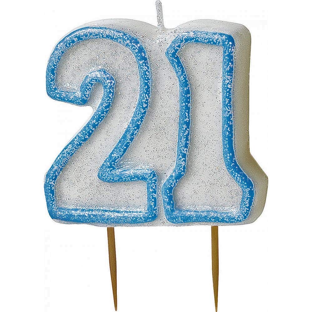Unique Party 34412 - Glitz Blue 21st Birthday Candle