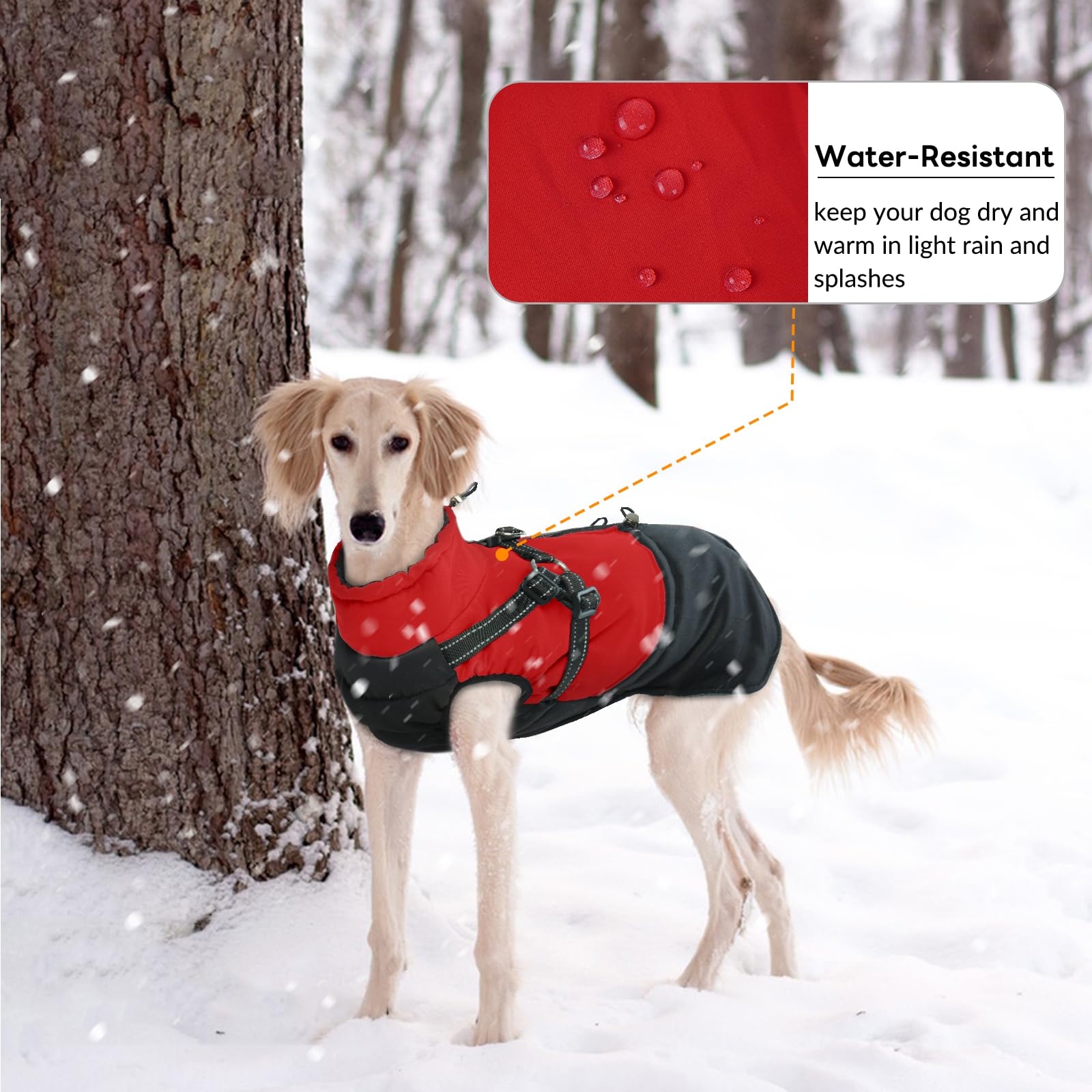 Abrigo Perro Mediano - Resistente al Agua Chaqueta Caliente Abrigo Arnes Perro, Ropa Perro Mediano Invierno Chaleco con Cremallera, Rojo XL