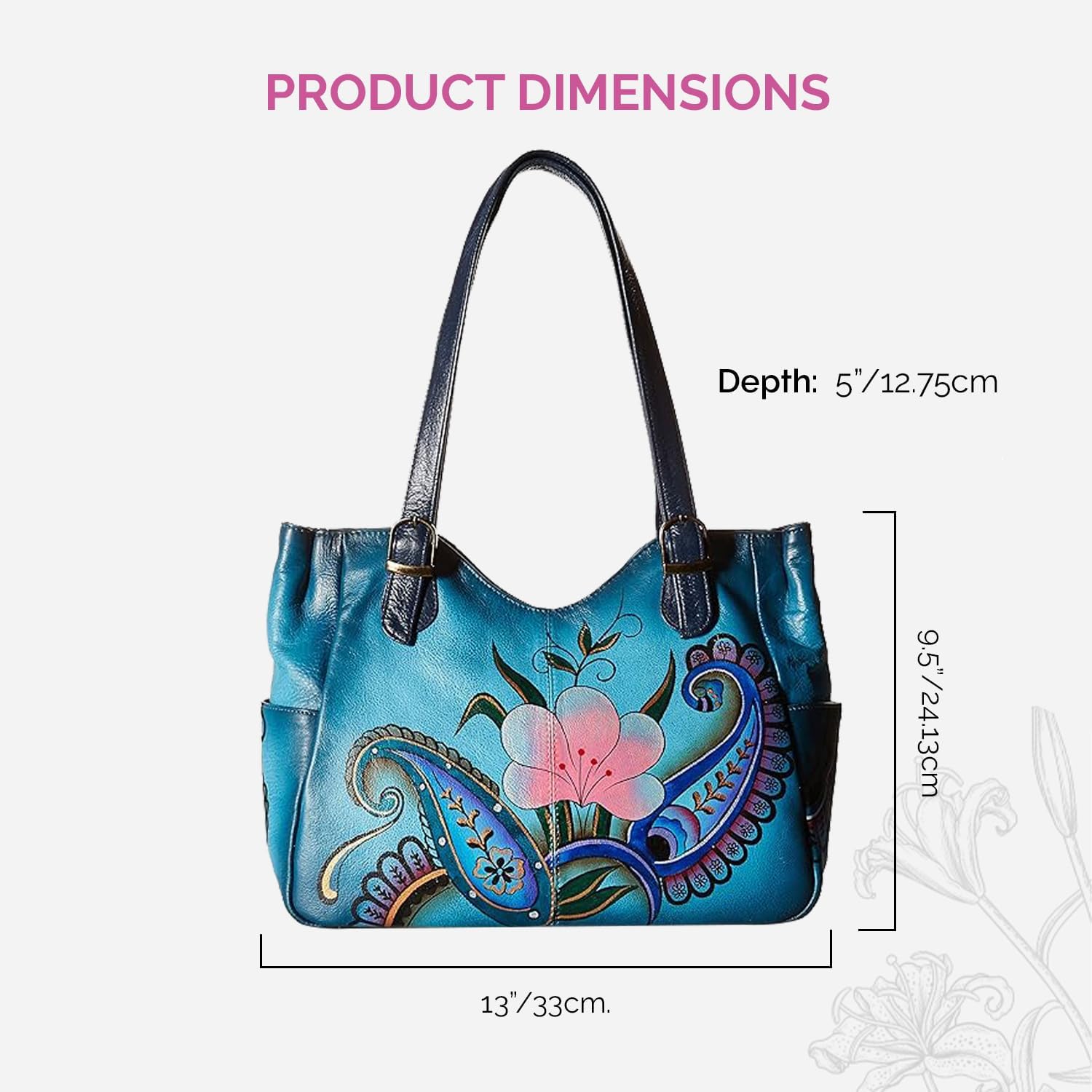 Anna by Anuschka Women's Genuine Leather Shoulder Bag - Hand Painted Original Artwork Exterior