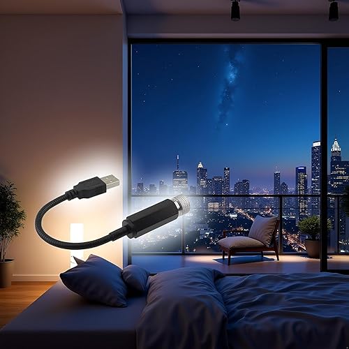 Miniatura 3 de Mini proyector de estrellas LED de luz nocturna, luces interiores de coche azul violeta, luz nocturna USB ajustable, lámpara de techo romántica para