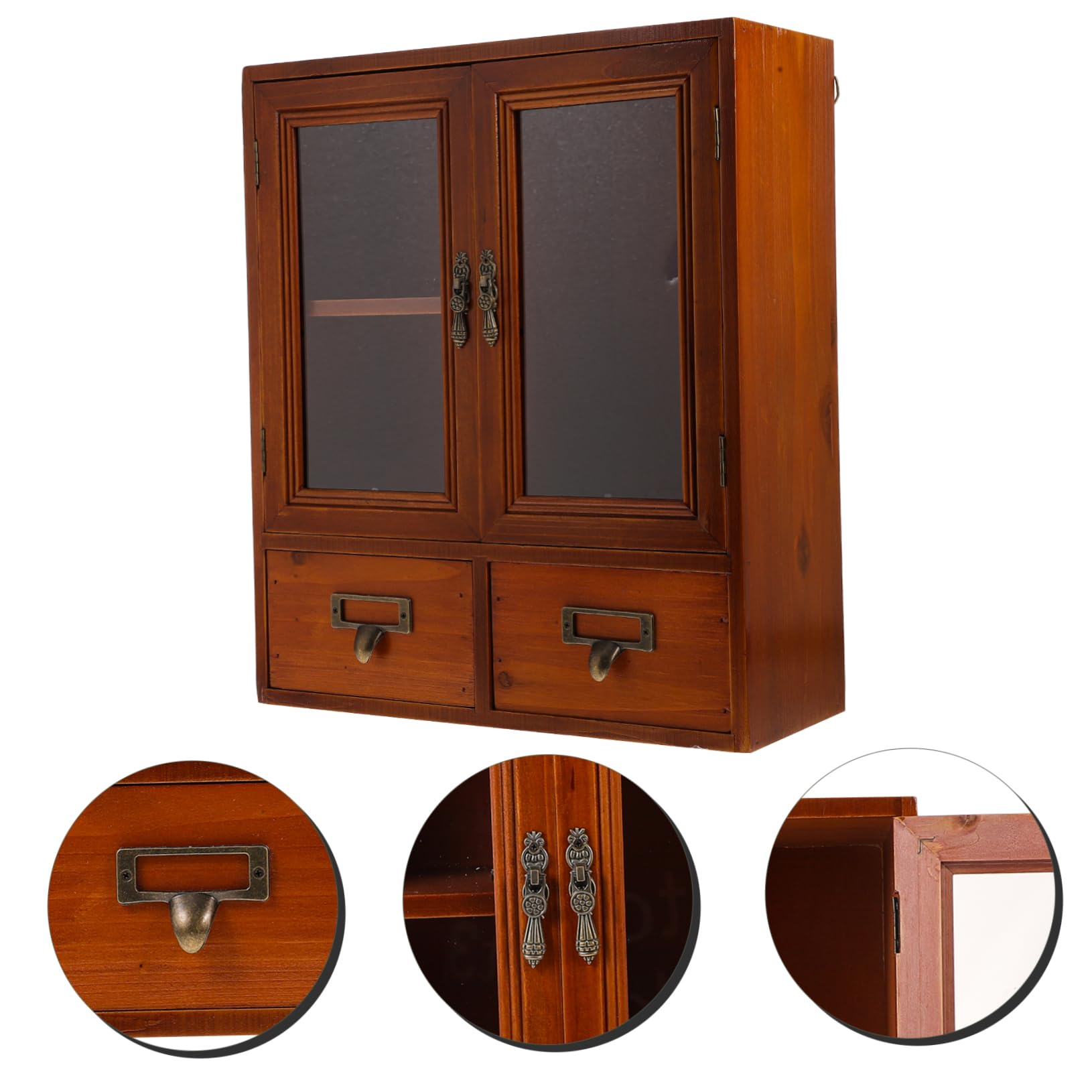 KICHOUSE Wandschrank Holz mit Zwei Türen Niedriger Aufbewahrungsschrank für Wohnzimmer Rustikaler Vintage Stil Multifunktionales Design für Zuhause