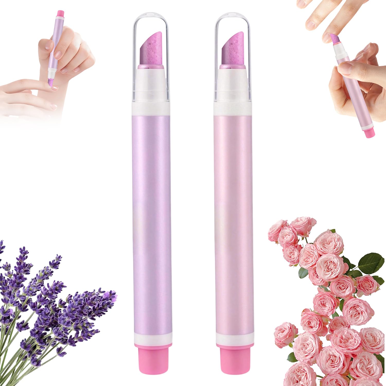 2 Packs 2-in-1 Cuticle Oil Pen with Ceramic Cuticle Pusher, Portable Manicure Cuticle Oil Pen for Daily Nail and Cuticle Care, Natural Moisturizing Nail Treatment for Daily Manicure Routine