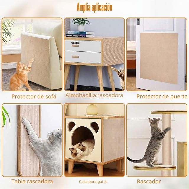 Foto 5 de 6 de Alfombrilla autoadhesiva para rascar gatos, 200 cm x 40 cm, para hacer uno mismo