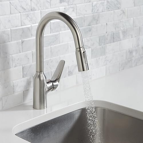 Miniatura 6 de hansgrohe Focus N 71801801 - Grifo de cocina de barra de acero inoxidable, con rociador extraíble, grifo para fregadero de cocina, óptica de acero