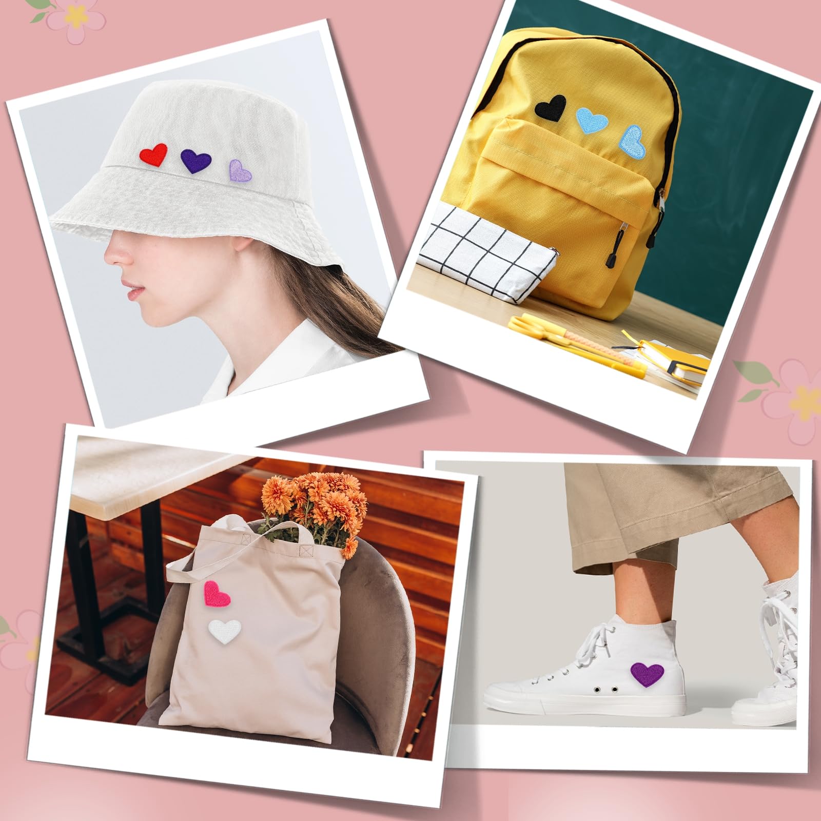 MECCANIXITY 15 parches bordados blancos con forma de corazón para coser para manualidades, ropa, reparación de bolsas, sombreros, decoración, 0.98 pulgadas